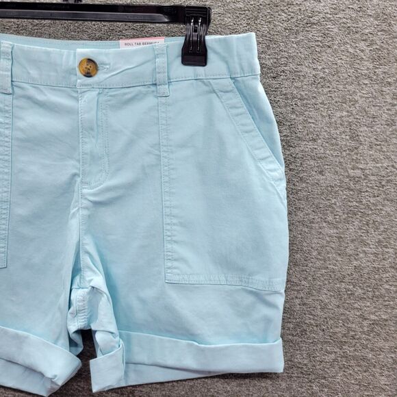 Style & Co Shorts Women's 10P Aqua Blue Rolled Cuff Bermuda - Picture 3 of 14